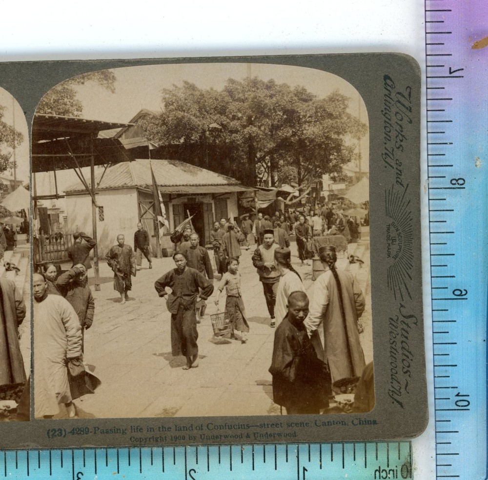 Street Scene Canton China Underwood Stereoview