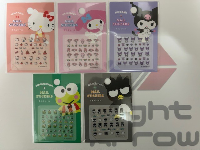 Sanrio Nail Stickers 5 Set Hello Kitty My Melody Kuromi Free Limited Clear Pouch