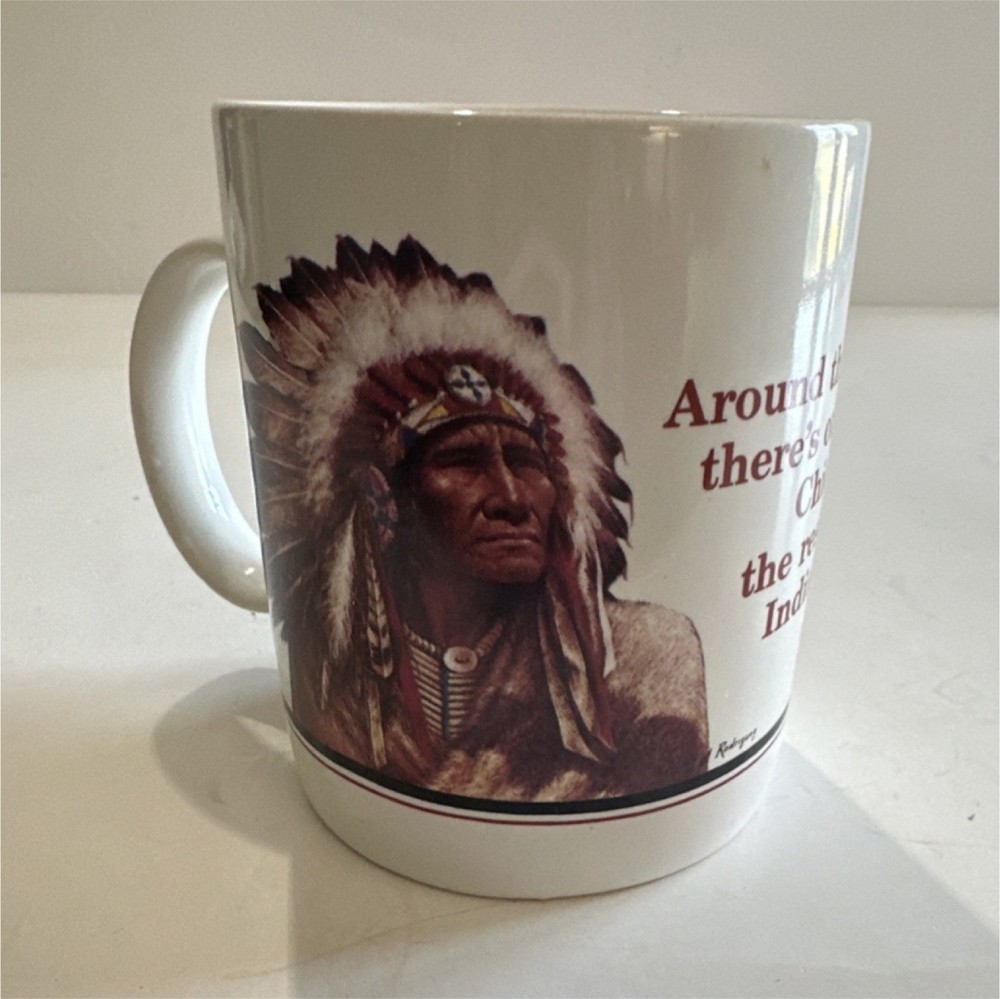 Leanin’ Tree MGW02 Ceramic Coffee Mug Native American Chief Painted Design