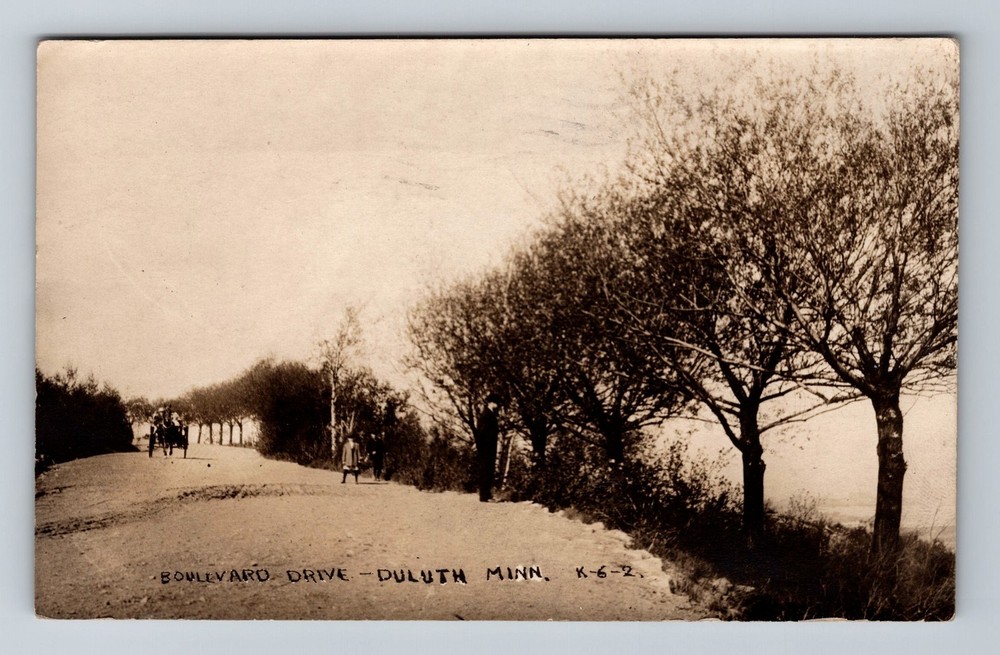 Duluth, MN-Minnesota, RPPC Boulevard Drive, Vintage c1910 Postcard