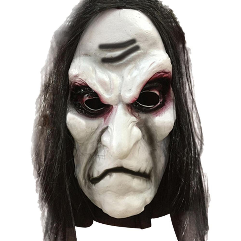 Halloween Bloody Zombie Scary Face With Hair PVC Headgear Mask Accessories