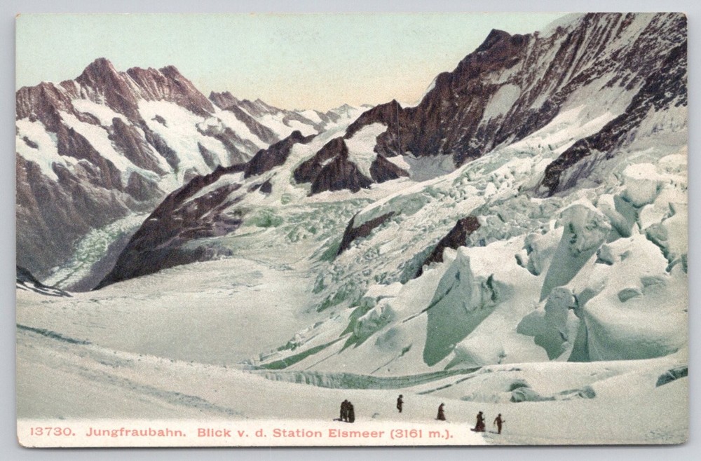 Jungfraubahn Eismeer Station Glacier View Swiss Alps Postcard c1910