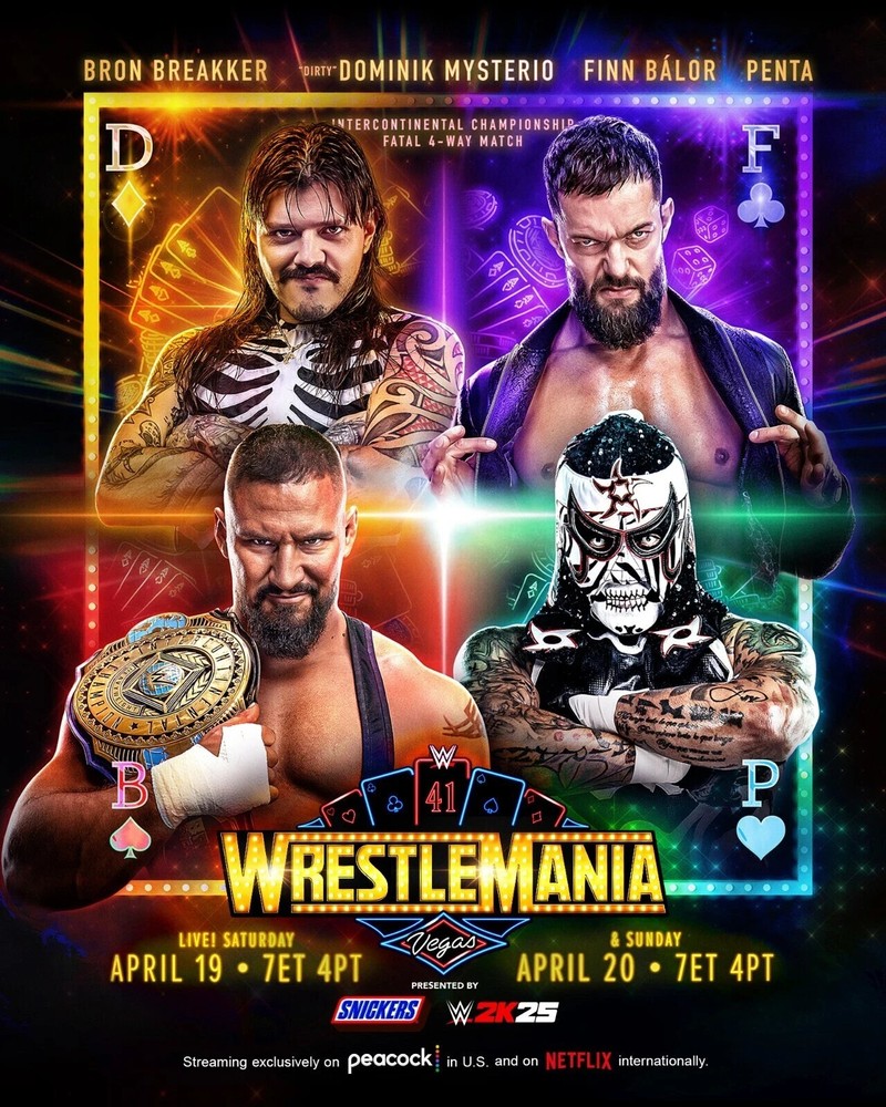 WWE WrestleMania 41 Vegas Poster featuring The Rock and John Cena Unframed