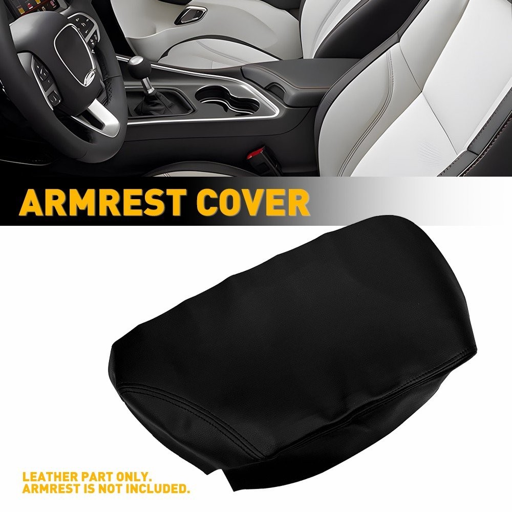 PU Leather Console Cover Armrest Lid Fits Dodge Challenger 2015-2020 Black