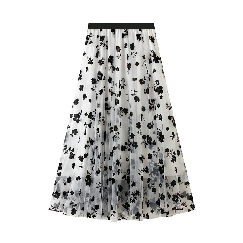 Summer Mesh Pleated Skirt for Women - Mid-Length Style