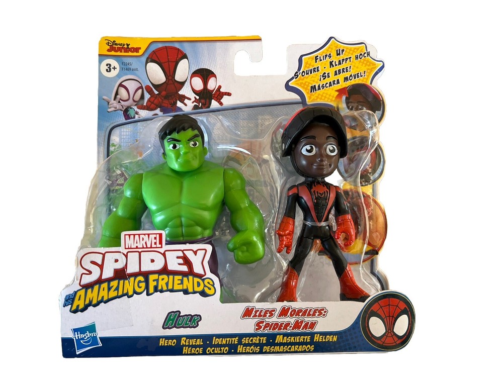 Marvel Spidey And His Amazing Friends Hulk Miles Morales Spider-Man Figures Set