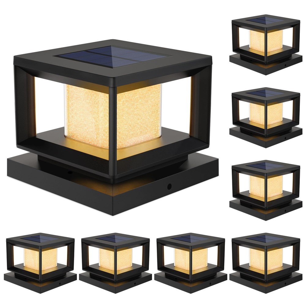 8 Pack Solar Post Lights Outdoor, Waterproof Fence Cap for Deck, 4x4 6x6 Wood...