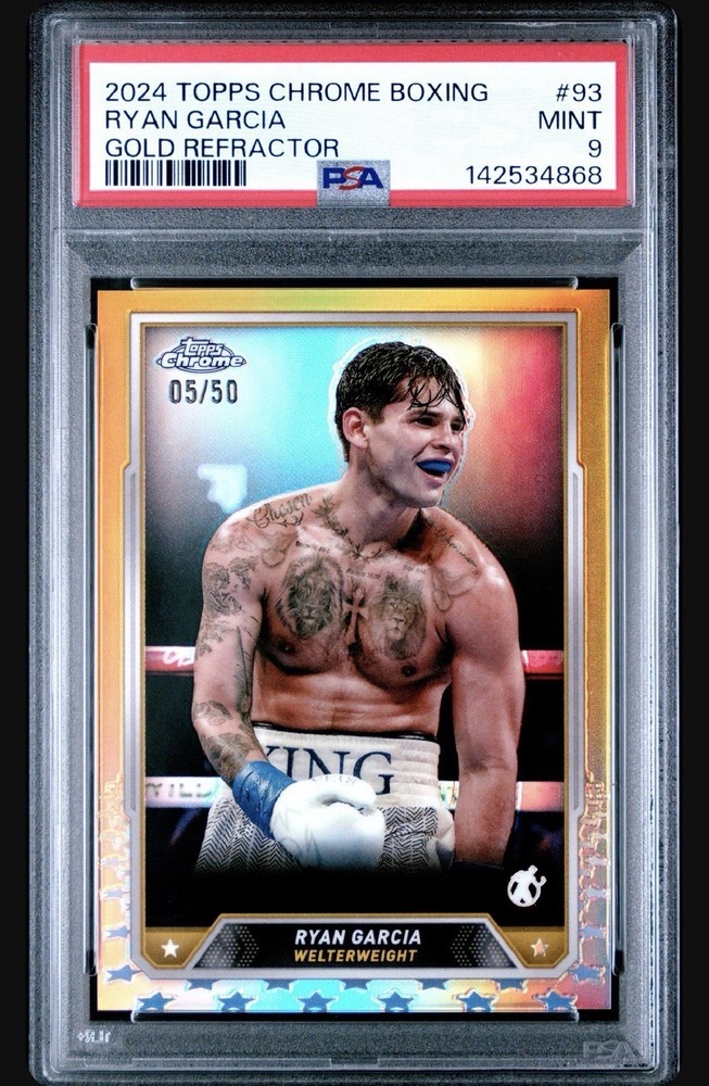 Ryan Garcia 2024 Topps Chrome Boxing #93 Gold Refractor /50 Parallel PSA WBC