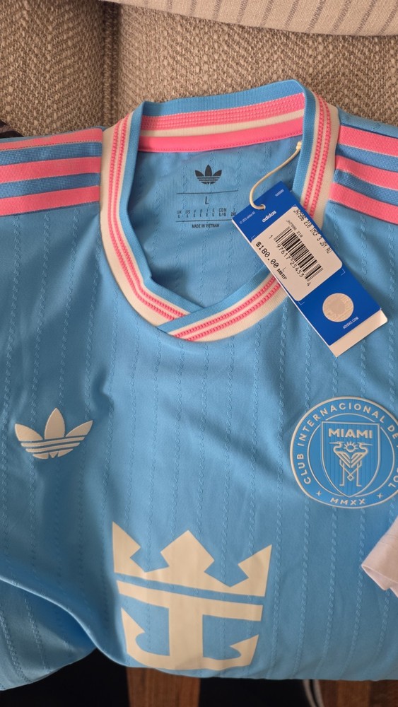 Adidas Inter Miami  Messi #10 Light Blue Jersey Size L GAME JERSEY NOT A REPLICA