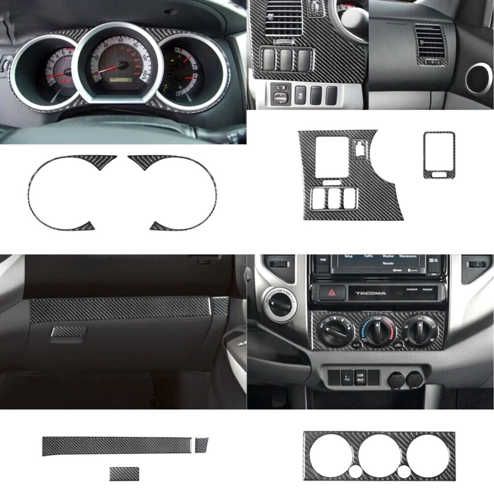 15Pcs Real Carbon Fiber Full Interior Kits Dash Trim For Toyota Tacoma 2005-2015