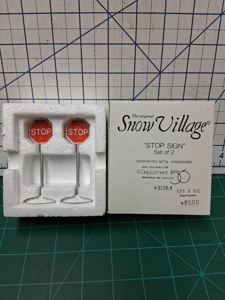 Dept 56 Snow Village Stop Signs Set of 2 Accessory #51764 Original Box A2