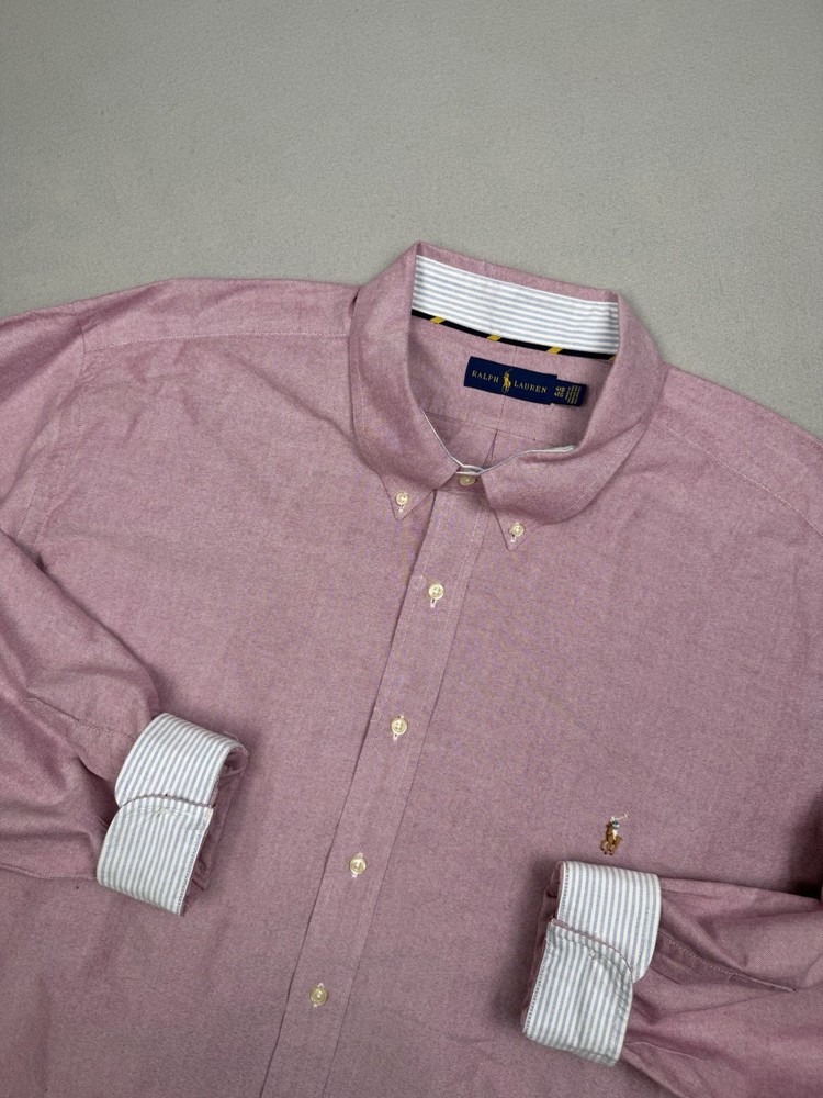 Polo Ralph Lauren Shirt Mens 4XB Pink Button Down Flesh Pony OCBD Preppy Oxford