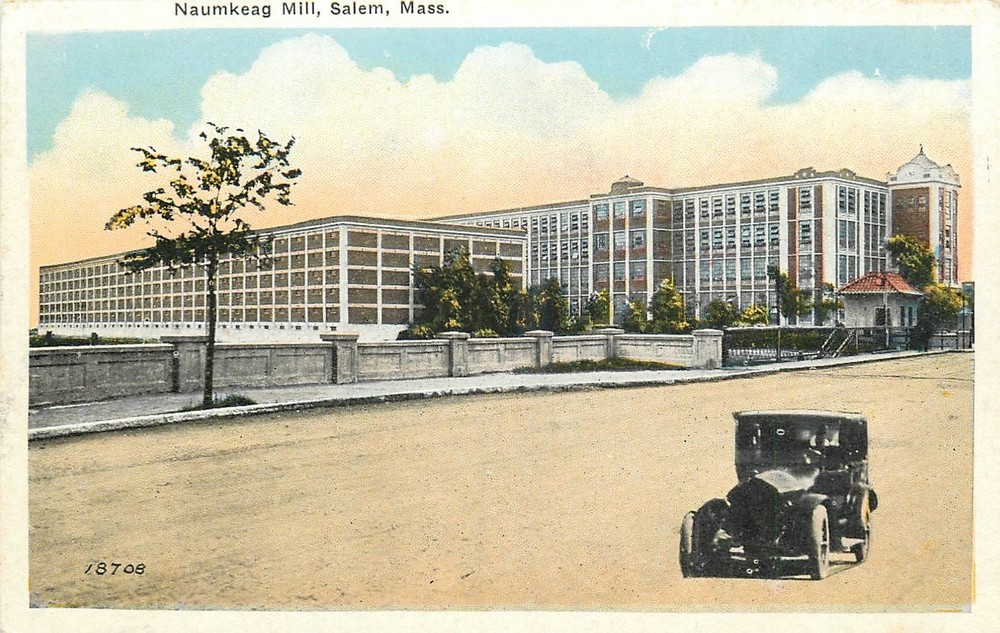 1920s Salem Massachusetts Naumkeag Mill Occupation autos Abrams Postcard 26-3697