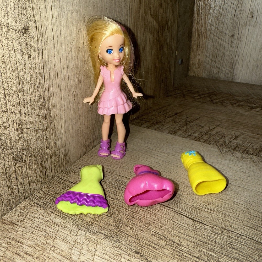⭐️ Polly Pocket Doll With Elotes Hair Clothing, Shoes Blonde  3”