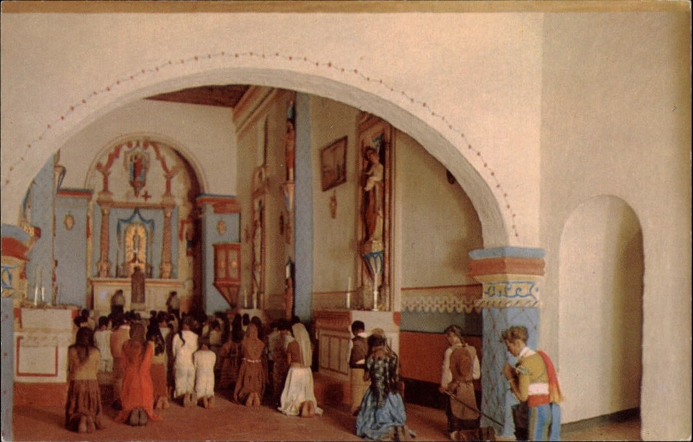 Rio Rico Arizona Mission San Jose De Tumacacori mass diorama ~ unused postcard