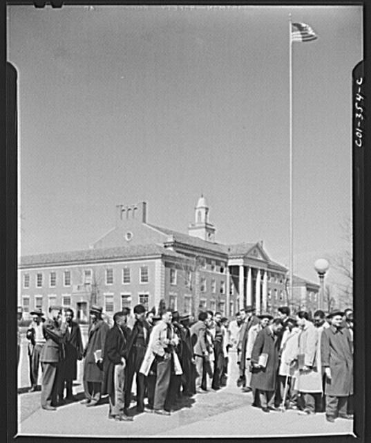 Photo:Washington DC Howard University Campus 1910s Students Crowd Flagpole