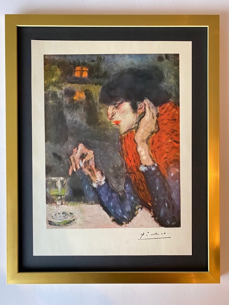 Pablo Picasso+ Original 1954 + Signed + Hand Tipped Colorplate Absinthe Drinker-image