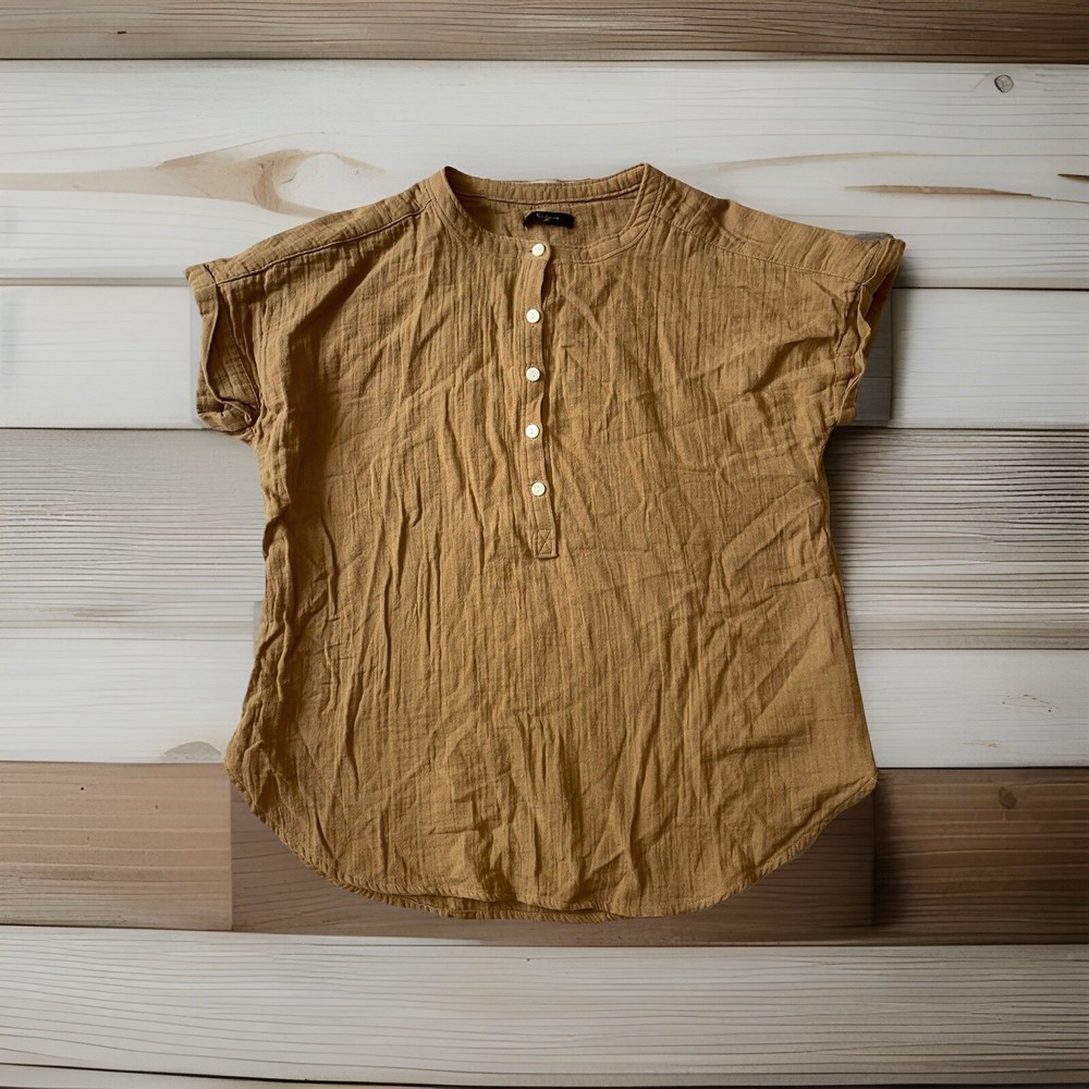 Organic Brown Muslin Cotton Boxy Top - Size XS X12 by Quince