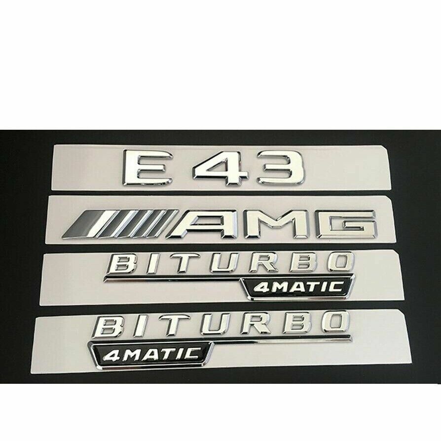 Emblemas emblemas de guardabarros de maletero cromados E43 AMG BITURBO 4MATIC para Mercedes Benz W213