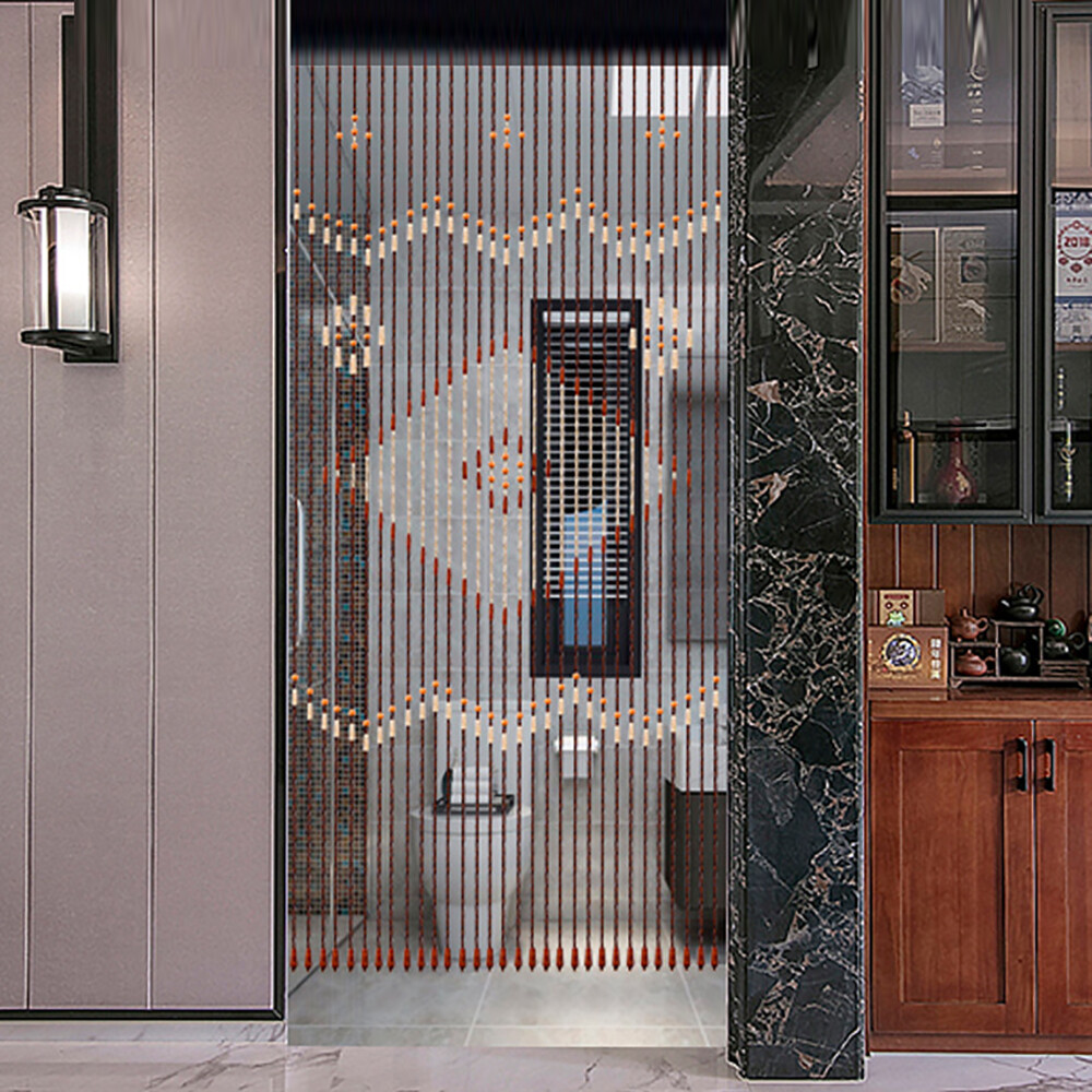 Beaded Wooden Door Curtain with 31 Strings for Doorway Décor