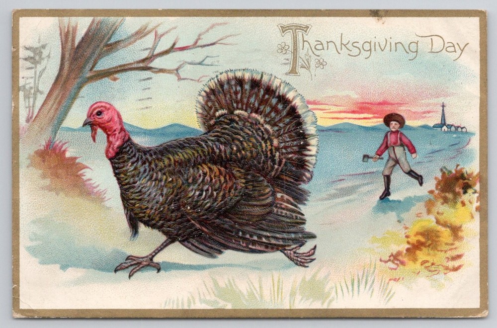 1908 Raphael Tuck Thanksgiving Turkey Postcard, Louisville KY Postmark