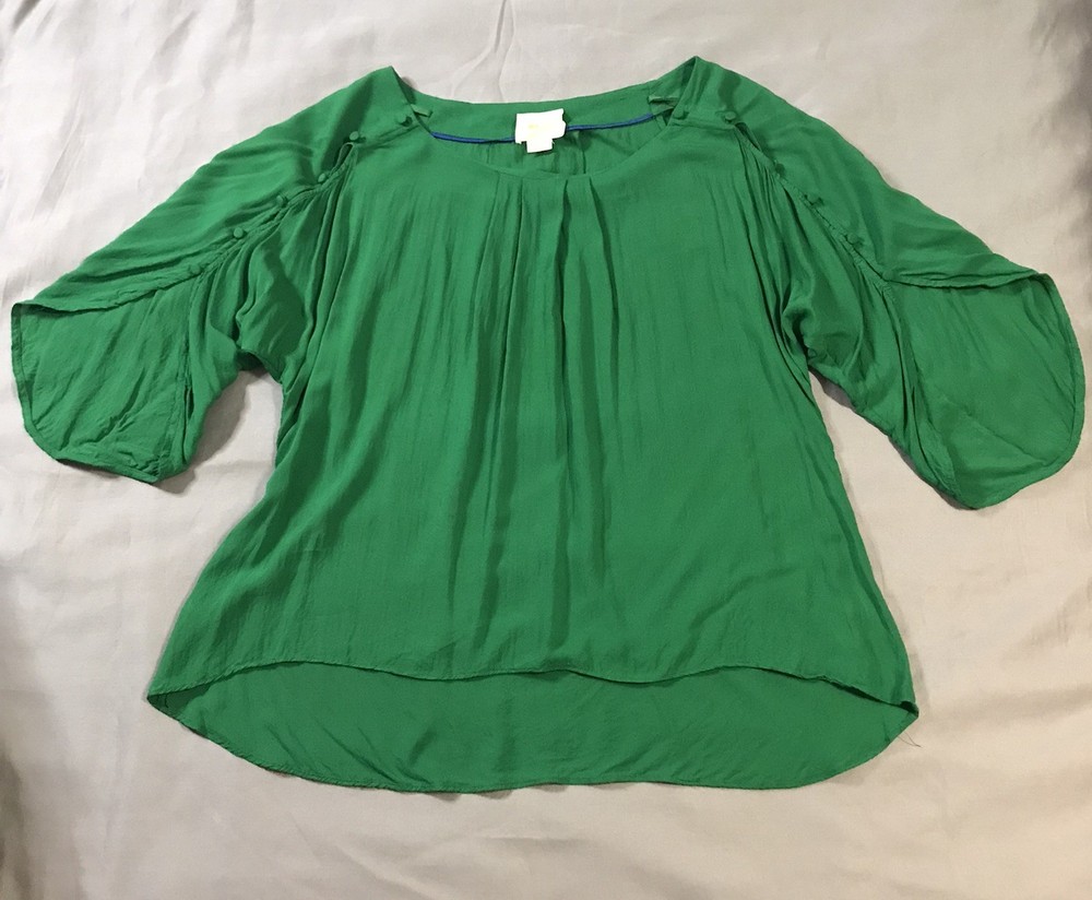 Maeve Anthropology Top Womens Small Green Blouse
