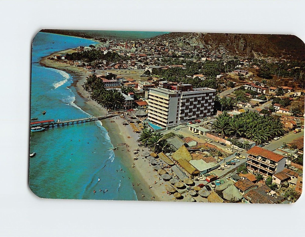 Postcard Delfin Hotel Air view of Puerta Vallarta Mexico