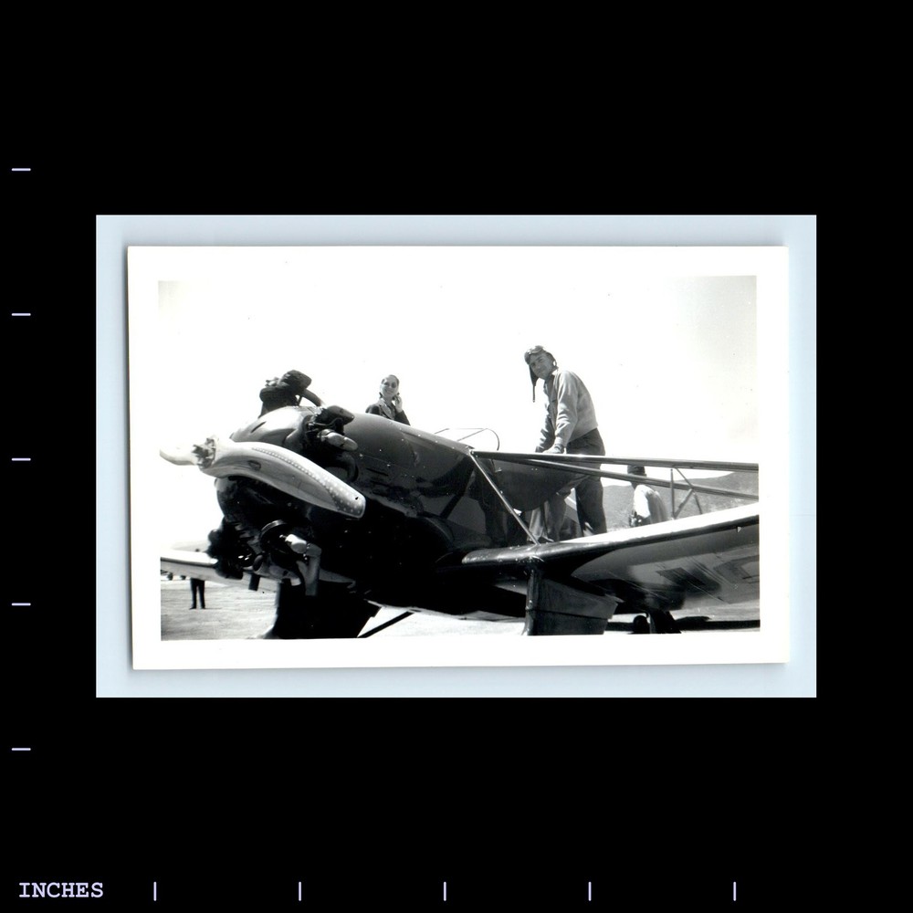 Old Vintage Photo MAN WOMAN ABOARD PLANE AIRPLANE