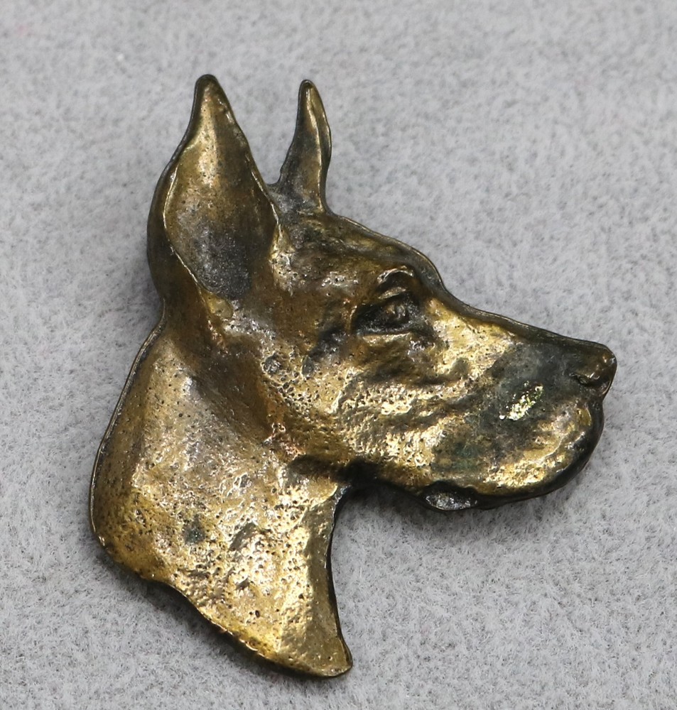 GREAT DANE Dog Burnished Gold Vintage Brooch Pin