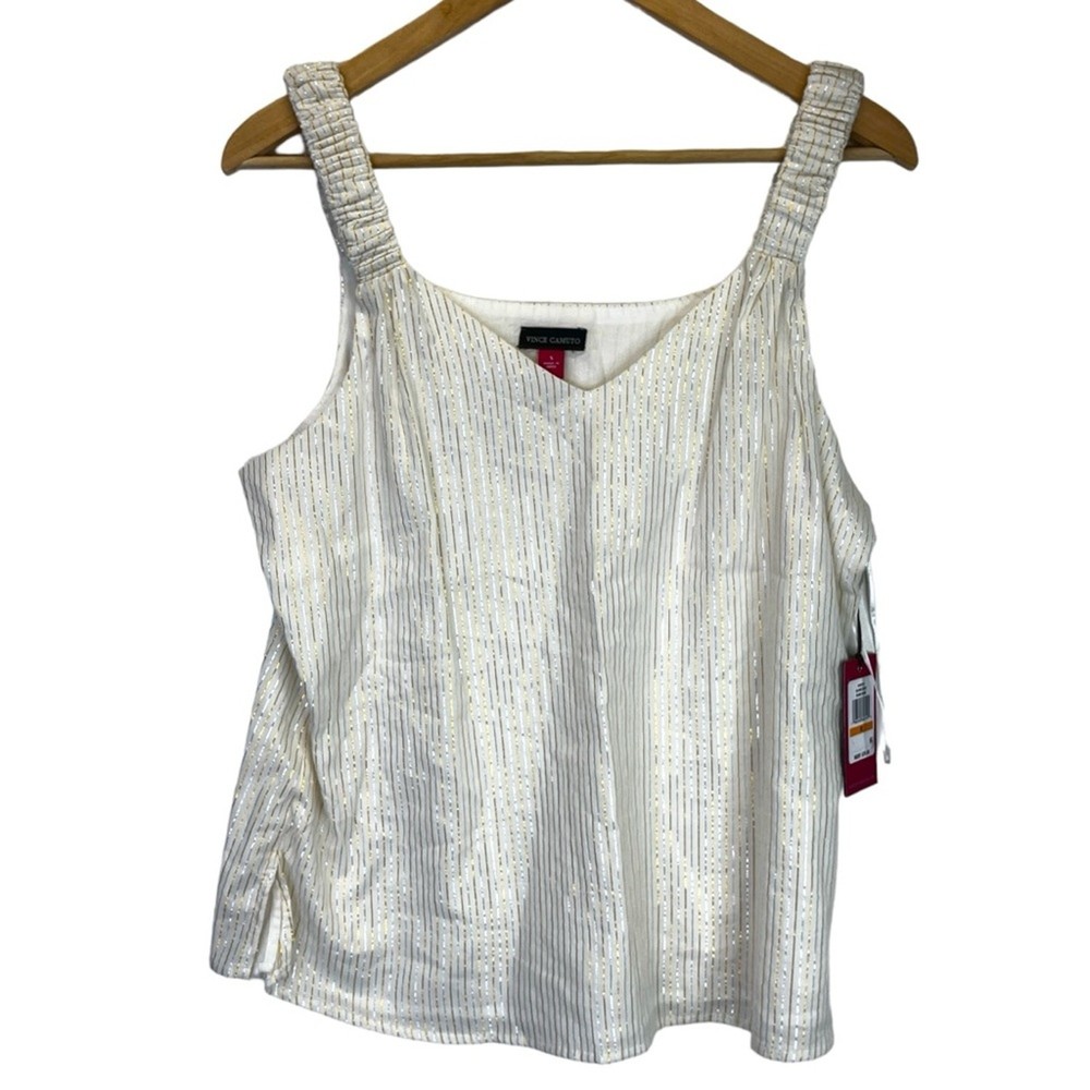 Vince Camuto striped scrunch strap top white NWT Retail $79 - Small