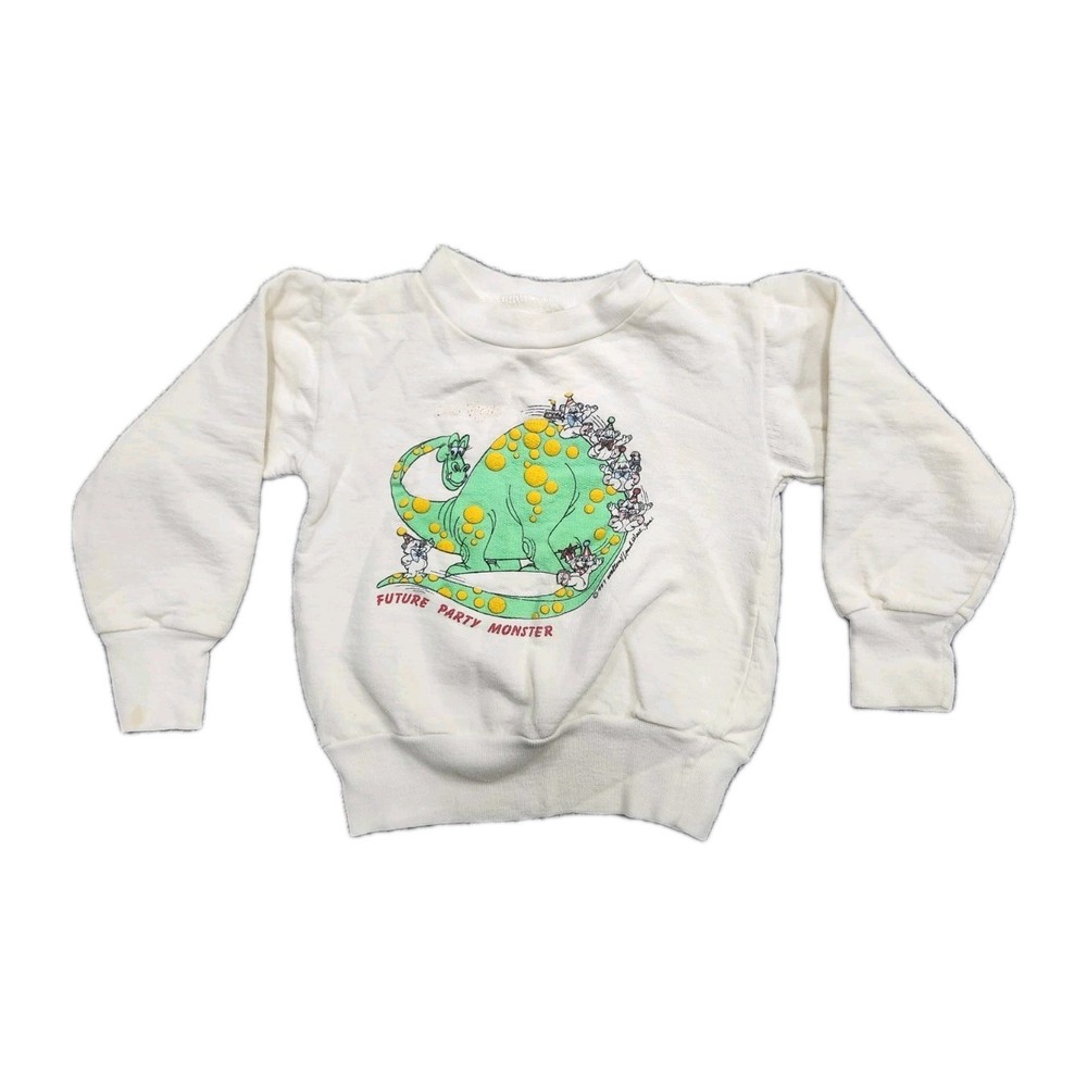 Vtg 80s Kids Future Party Animal Sweatshirt White Sz 12 Months Puff Print