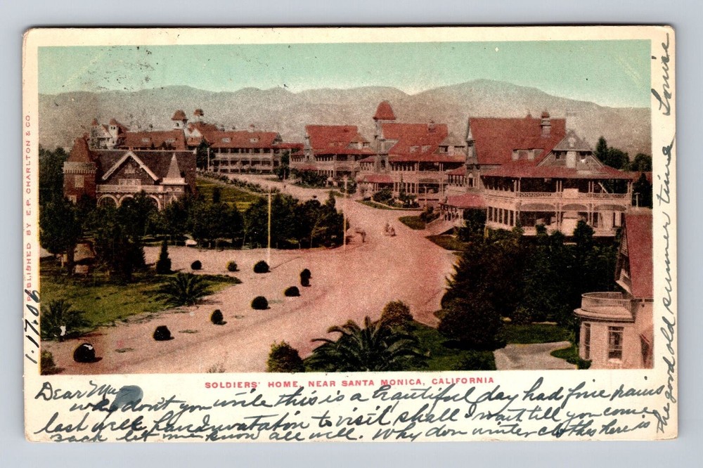 Santa Monica CA-California, Aerial View Siers Home, Vintage Postcard