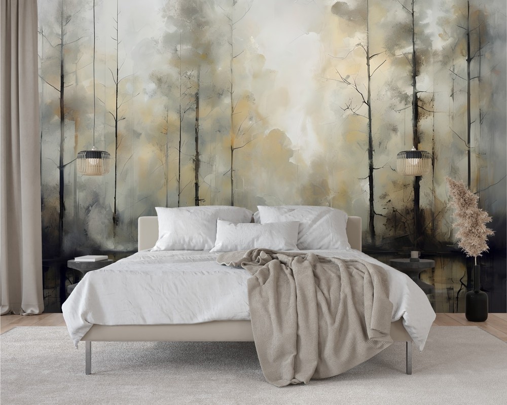 Forest Abstract Luxury Wallpaper Mural | Peel & Stick or Traditional-image