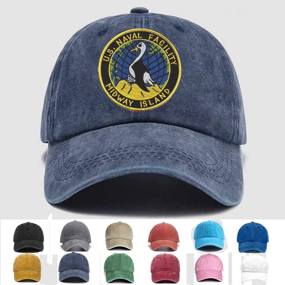 Custom Embroidered Hat Naval Facility Midway Island, Veteran Cap, Trucker Hat