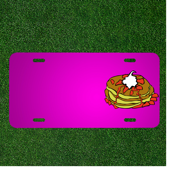 Create a Unique Custom Car License Plate with Names on Pancakes and Strawberries Design - Personalize Your Plate Today
