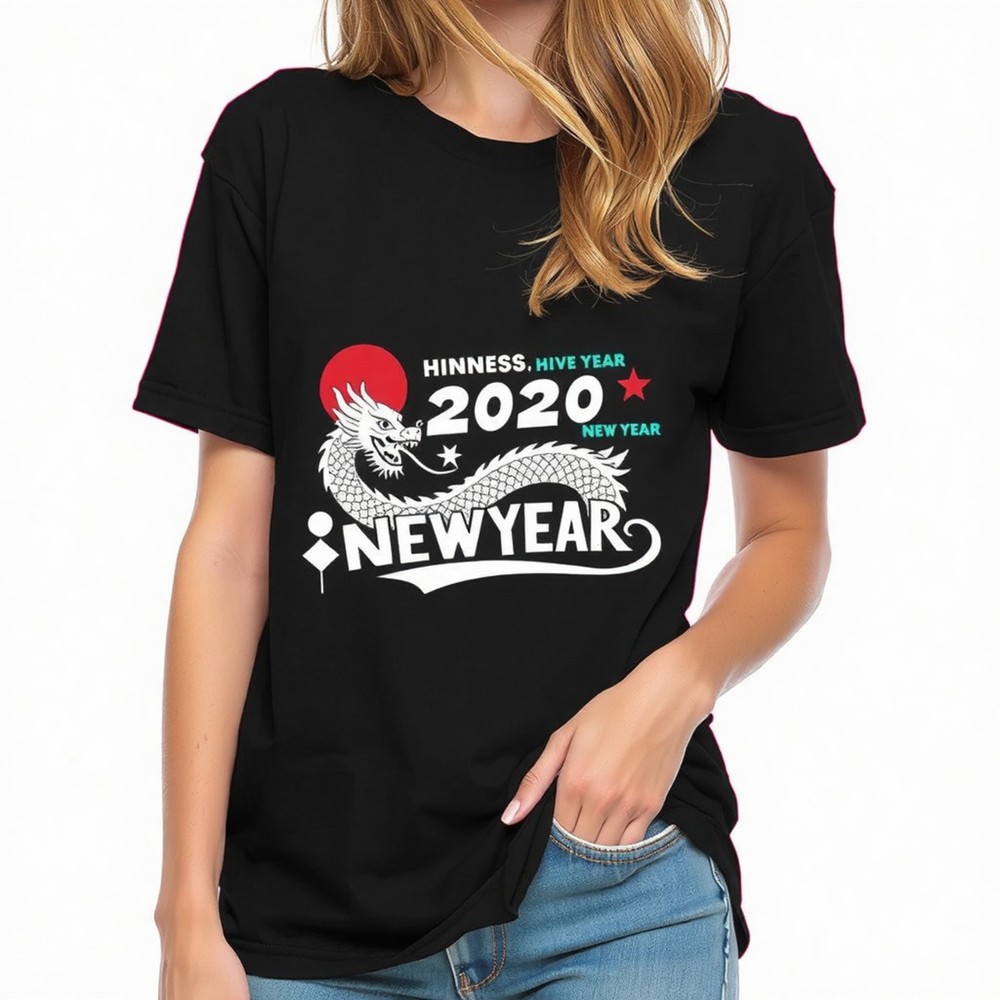 Stylish Black Dragon Graphic T-Shirt - 2020 Hinnness Hive Year Design