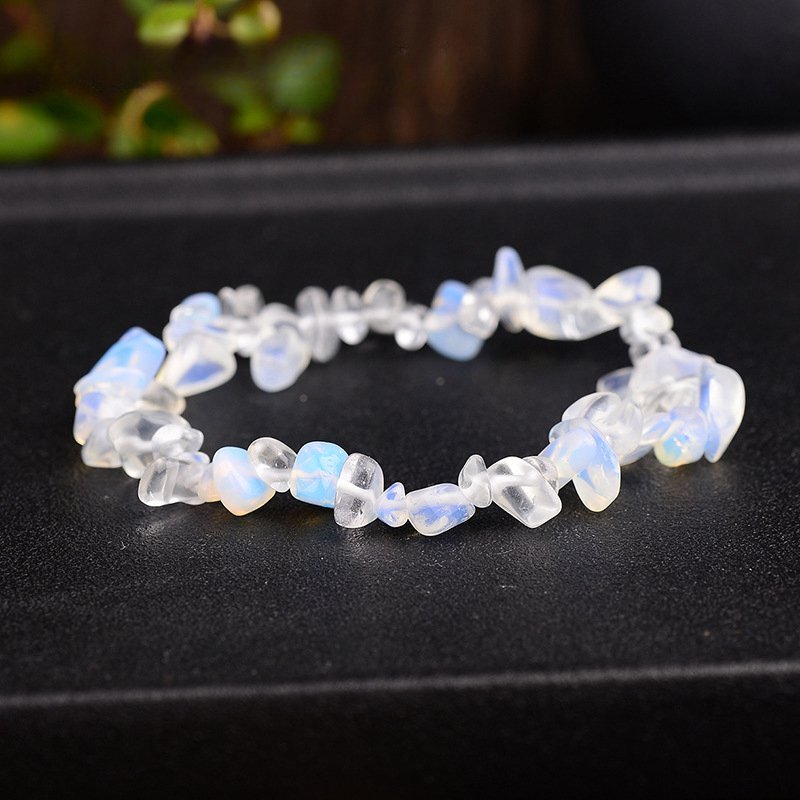 Natural Opal Quartz Crystal Stretch Bracelet Healing Chip stone Bead Bangle Gift