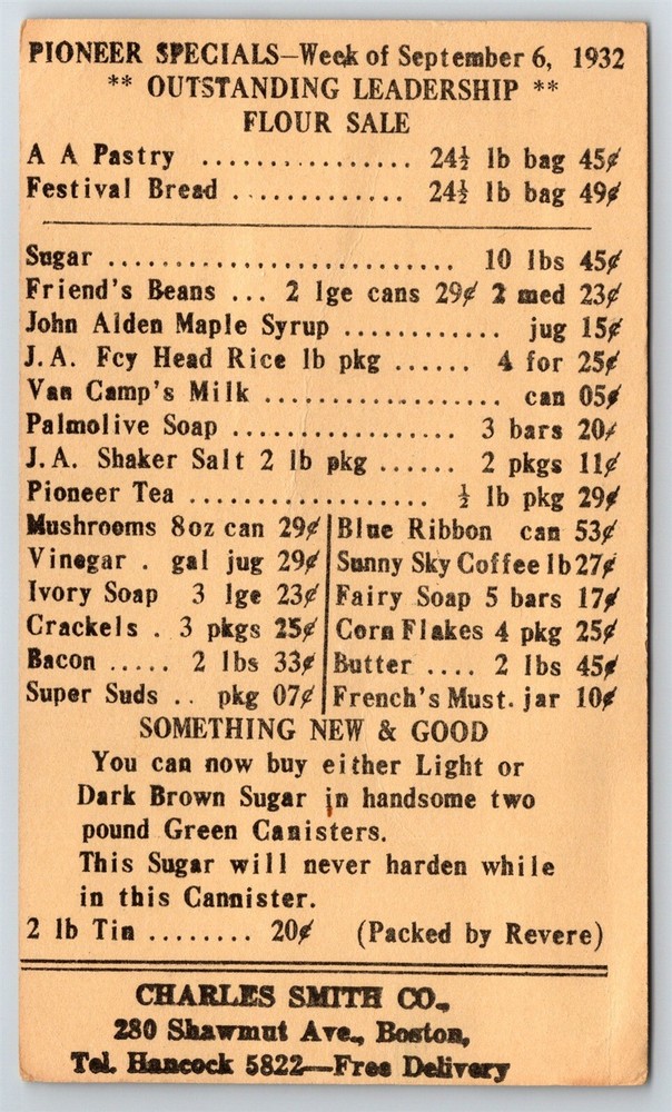 Charles Smith Co Advertising Trade Card Groceries Boston MA Postcard T12