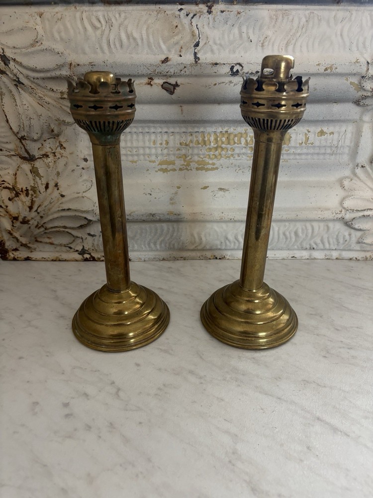 Vintage British made medieval style brass candle stick holders #B9