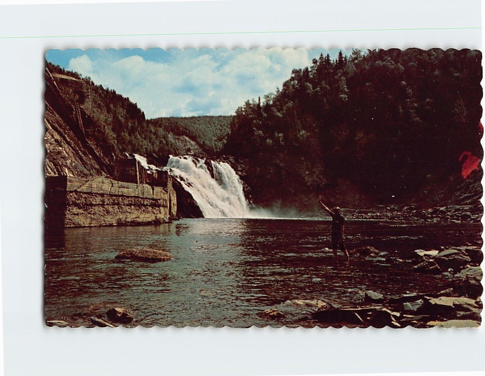 Postcard The Falls Salmon Fishermen's Paradise Gaspe Nord Quebec Canada