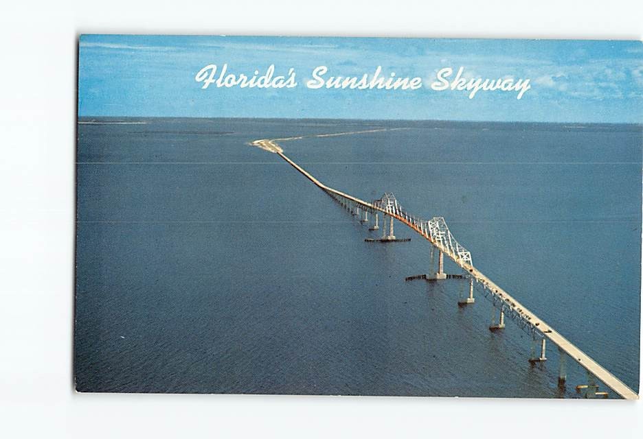 Postcard Aerial View of Florida's Sunshine Skyway USA