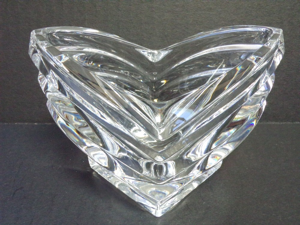 Vintage Clear Thick Glass Oval Shaped Candy Nut Dip Party Bowl With Square Base
