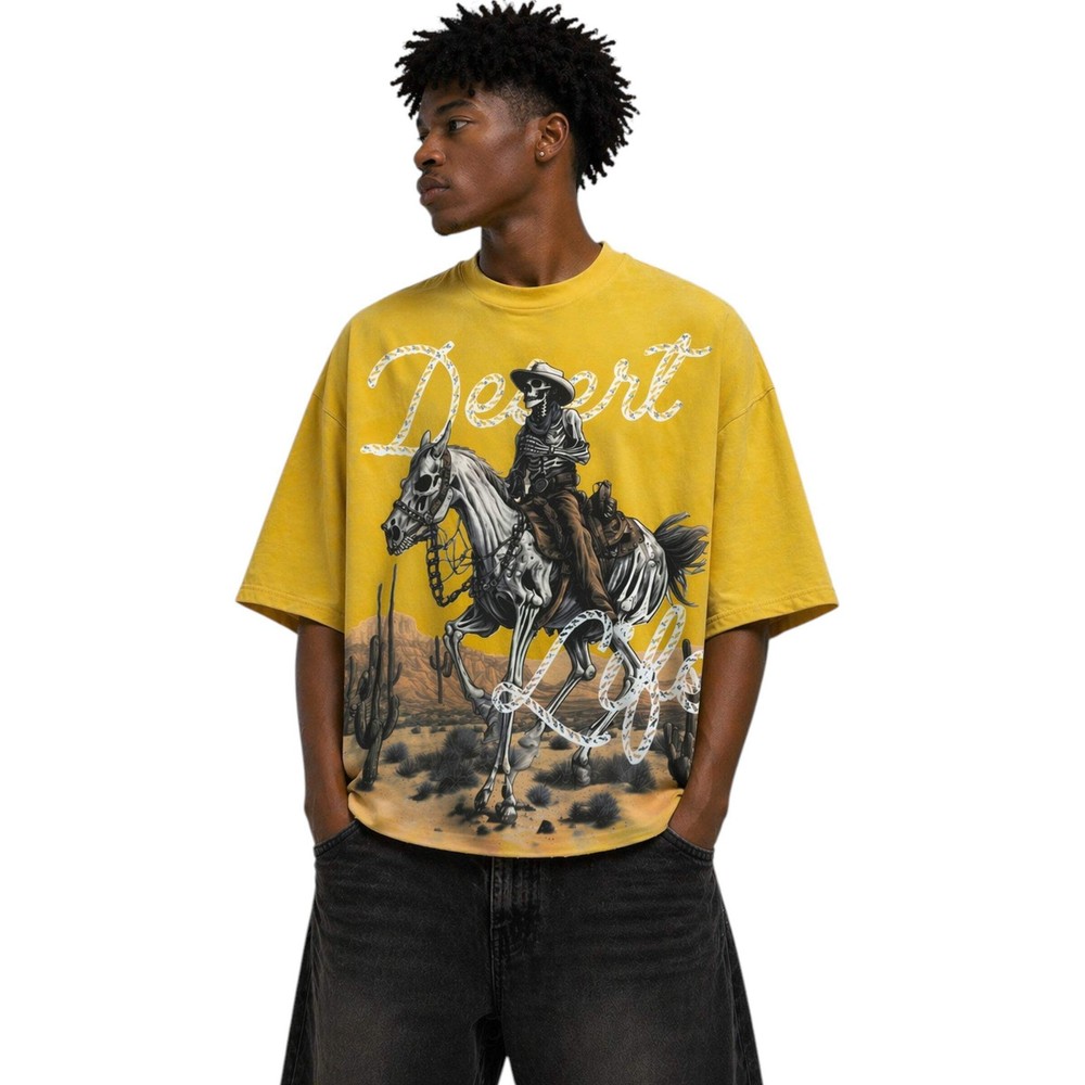 Desert Life Cropped Oversized Tee In Yellow