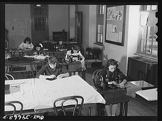 Photo:Washington DC Woodrow Wilson High School 1940s Sewing Class Students
