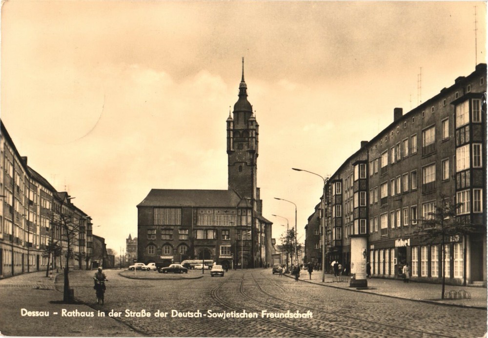 Town Hall In The Street of The German-Soviet Friendship, Dessau Germany Postcard