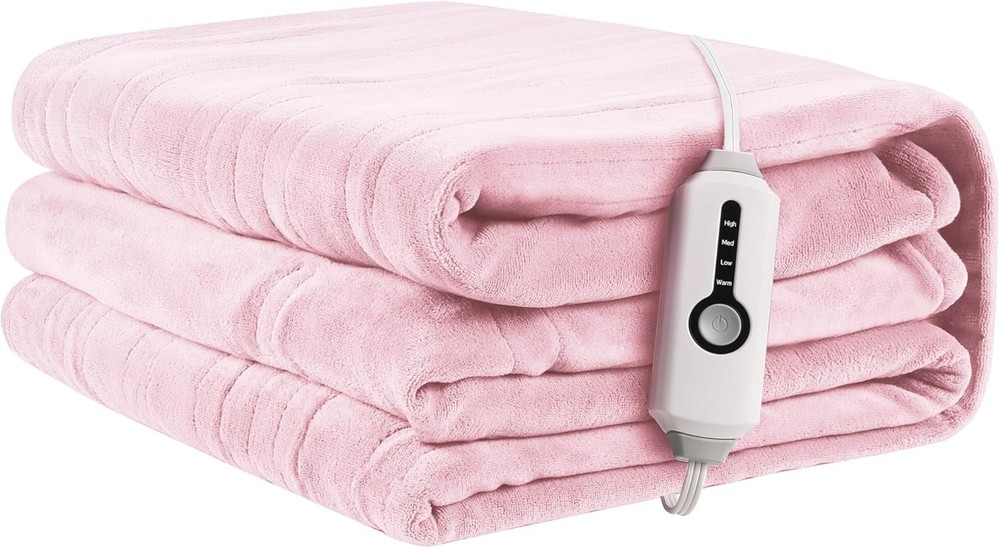 Luxurious Coral Fleece Electric Heated Blanket - 4 Heat Levels, Auto-Off