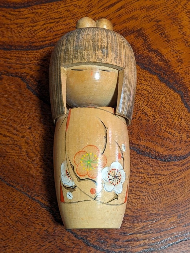 Akitsugu Kokeshi Doll Cute Girl Showa Retro 15.5cm Used Vintage