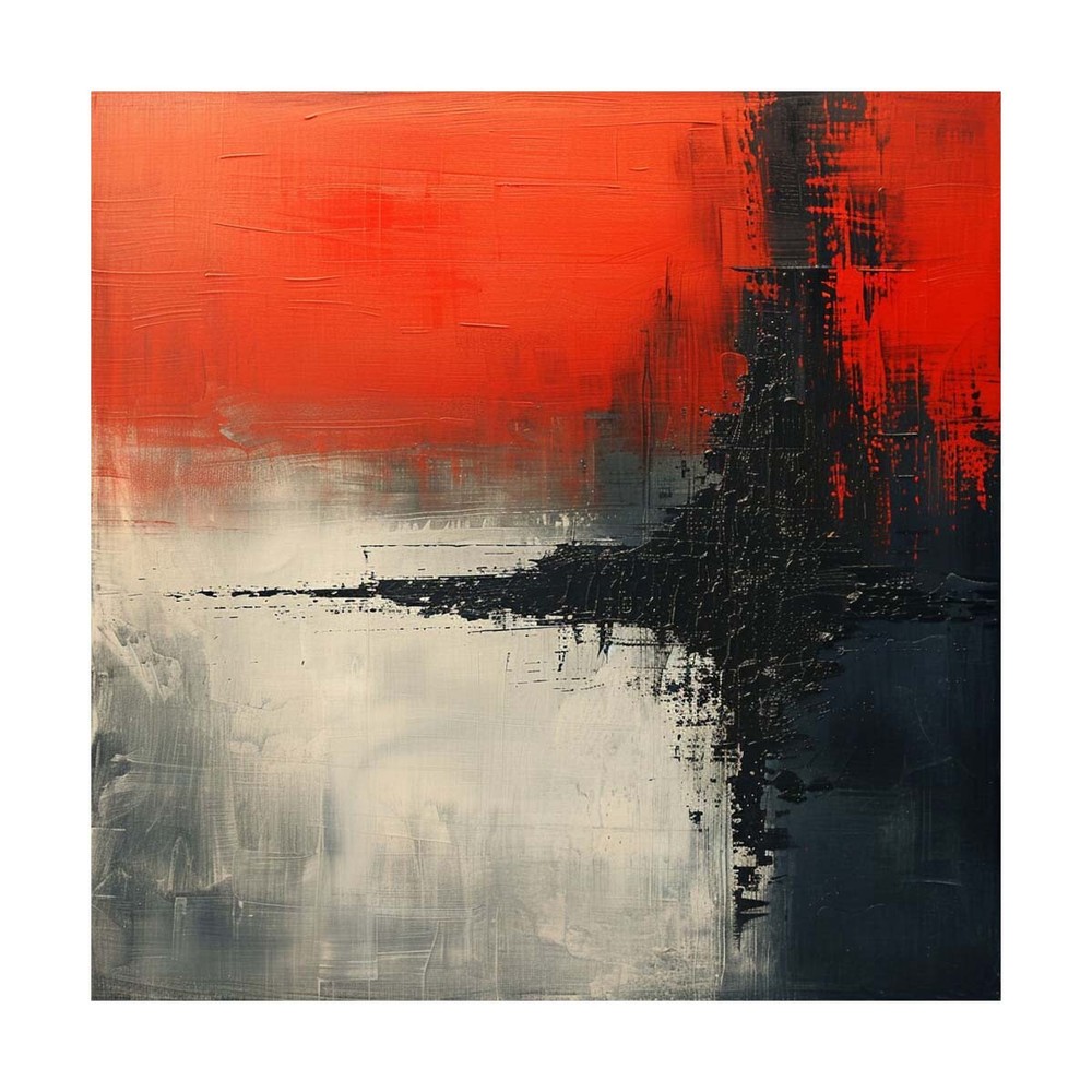 Red Hand-painted oil painting Abstract on canvas Modern wall decor art Black