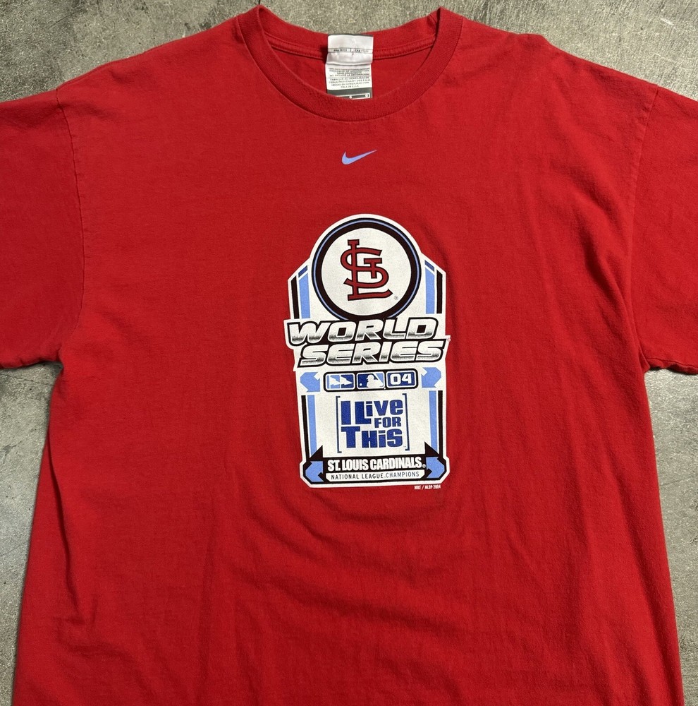 04 Vintage Men's Nike St. Louis Cardinals World Series Shirt L Red Center Swoosh