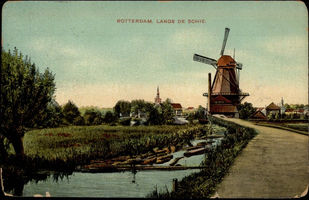 Windmill Rotterdam South Holland Netherlands vintage postcard s135